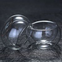 Tasse à thé en verre Chawan personnalisée résistante à la chaleur en bambou, tasse isolante en verre borosilicate à double paroi avec infuseur à thé