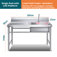 Évier simple autonome en acier inoxydable épaissi avec panneau de contrôle de drainage pour îlot de cuisine commercial extérieur et restaurant