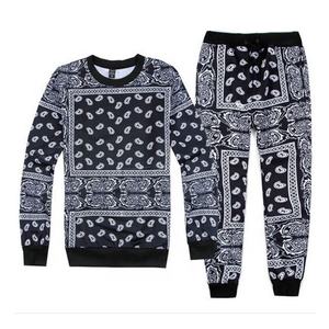 Ensemble de survêtement d'hiver pour homme, imprimé par transfert thermique, coupe-vent, en polaire, style streetwear, 2 pièces, avec pantalon et veste - Product Image 1