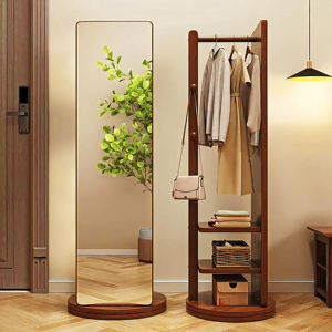 Một Sang Trọng Xoay Bằng Gỗ Di Chuyển Khung Gương Chiều Dài Sàn Đứng Gương Với Phòng Ngủ Thay Đổi Không Gian Lưu Trữ Phòng - Product Image 3