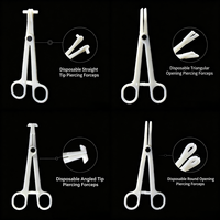 Pinces de piercing jetables bleues à embout rond et à embout triangulaire, pinces hémostatiques, outils de piercing corporel et de tatouage