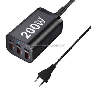 3-Port Type-<b>C</b> 3-<b>USB</b> 200W Desktop Charger with QC3.0 PD Fast <b>Charging</b> PC Fireproof Material Eco-Friendly Packaging - Product Image 3