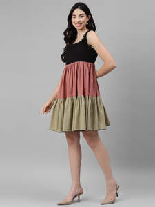 Vestido Mini de Algodón Sólido para Mujer, Estilo A-Line, para Playa, Festivo, Casual, Moderno, Elegante, Vestido Corto de Una Pieza, Estilo Occidental - Product Image 2