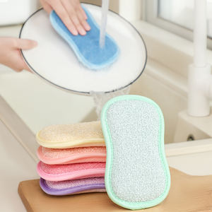 Esponjas de microfibra duraderas de doble cara para lavar platos, con un lado de superficie rugosa y un lado de fibra suave. - Product Image 1
