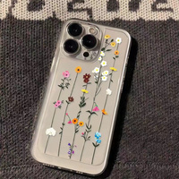 Coque transparente INS Artistic Flowers 2026 pour iPhone 18 Pro 17 16 15 11 12 13 14 Pro Max XS Max XR, en silicone TPU souple