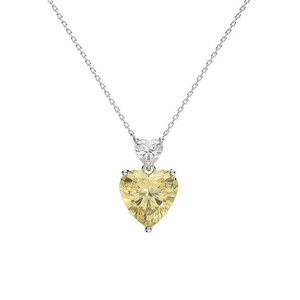 CAOSHI all'ingrosso personalizzato rosa giallo cristallo argento placcato Cubic Zirconia CZ donne romantico amore doppio cuore collana pendente - Product Image 6