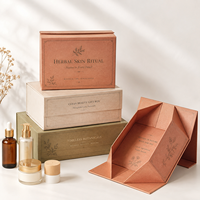 Boîte cadeau magnétique pliable haut de gamme avec laminage mat, logo personnalisé en estampage à chaud, emballage cosmétique pliable