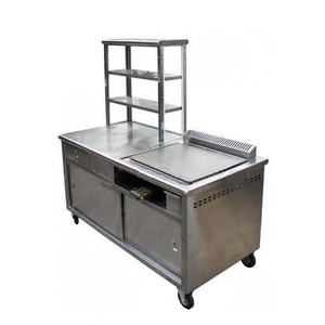 VICTORY KITCHEN Chariot de restauration commercial en acier inoxydable, chauffage au gaz, capacité 1 Qt, pour café et snacks, type food truck - Product Image 3