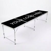 Table pliante en aluminium avec impression de logo personnalisée OEM/ODM, table de camping portable pour pique-nique en plein air, table à 4 plis, hauteur réglable, table de type valise