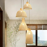 Lampe suspendue en bambou de style industriel rétro, personnalisable, de luxe, grande taille, pour restaurant, lustre en bambou tressé, lampe suspendue en bambou