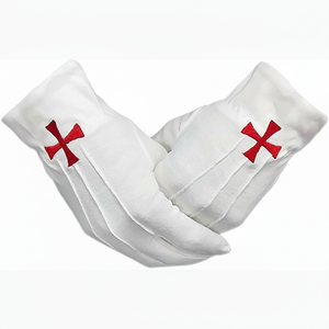 Gants de broderie de la croix rouge maçonnique de la meilleure qualité - Product Image 1