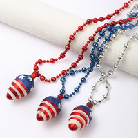 Collier en forme de goutte d'eau, mignon, en plastique électroplaqué, avec drapeau américain, vente en gros d'usine, personnalisable, pour la fête de l'Indépendance et les fêtes de carnaval