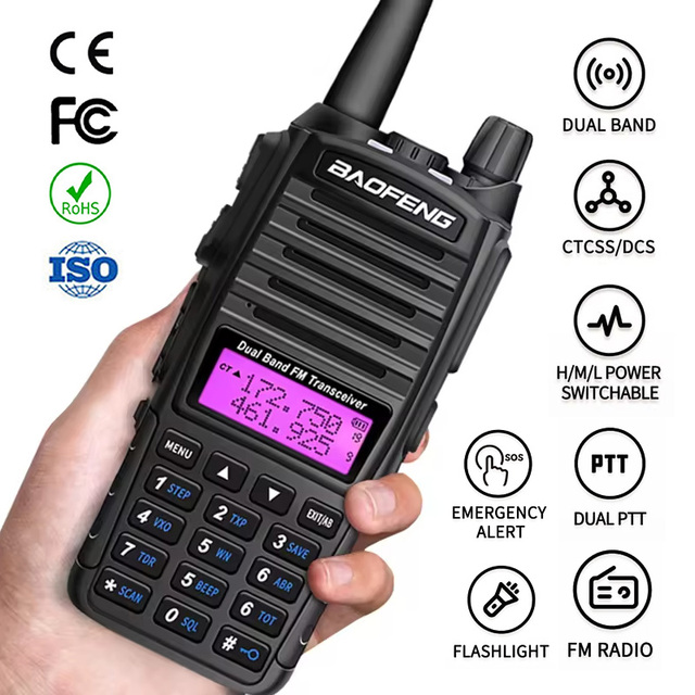 Original Baofeng Bf UV 82 UV82 5W UHF VHF Dual Band FM Radio with CE FCC Ptt Long Range Ham Wireless IPX5 Amateur Walkie Talkie