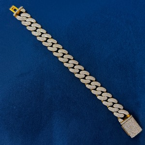 สร้อยข้อมือเพชรโมอิส925เงินสเตอร์ลิง15มม. ทำด้วยมือสร้อยข้อมือเครื่องประดับฮิปฮอปคิวบา - Product Image 2