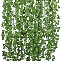 12pcs 인공 아이비 덩굴 잎 도매 웨딩 홈 장식 저렴한 인공 아이비 화환 녹지 매달려 식물 포도 나무