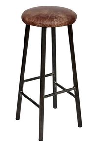 Contemporary Ergonomic Ottoman with Modern Wooden Top and Iron Leg Versatile Space-Saving <b>Stool</b> for Living Room or Office - Product Image 3