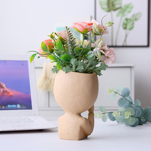 Wholesale <strong>Cute</strong> Indoor Succulent <strong>Plants</strong> Pots Face Planter With Drainage Hole Head Flower Pot - Product Image 6