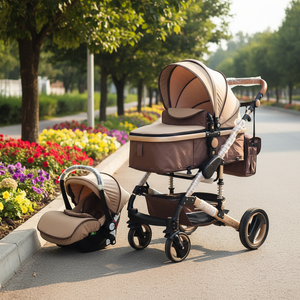 <span class=keywords><strong>Poussette</strong></span> Bébé 3 en 1 de Haute Qualité, <span class=keywords><strong>Poussette</strong></span> <span class=keywords><strong>Luxe</strong></span> 2 en 1 à Chariot Élevé, Chariot de Voyage Multifonctionnel, Poussettes Bébé Portables - Product Image 2