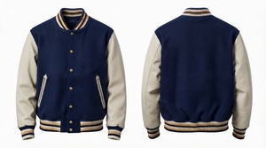Veste universitaire personnalisée avec manches crème, broderie chenille, lettres d'équipe, New York, baseball, boutons pression, fabrication OEM directe d'usine - Product Image 5