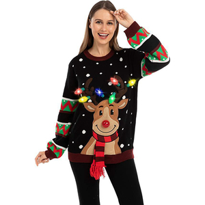 <span class=keywords><strong>Pull</strong></span> de Noël à manches longues pour femme avec lumières, motif <span class=keywords><strong>renne</strong></span> <span class=keywords><strong>moche</strong></span> - Product Image 6