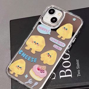 กระจกแต่งหน้าและเคสมือถือรูปชีสสำหรับ iPhone 11 12 13 14 15 16 17 Pro/Pro Max อุปกรณ์เสริมที่สะดวกสบาย กระเป๋าใส่ของรูปชีสแต่งหน้า - Product Image 1