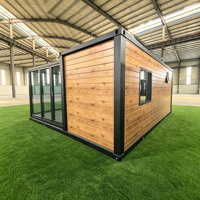 Casa Contenedor Expandible Moderna con Paredes de Vidrio Panorámicas de Altura Completa para Oficina Móvil de Lujo en el Jardín