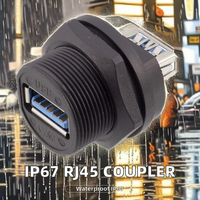 IP67 étanche RJ45 Jack Feedthru Ethernet coupleur LAN femelle prise PG câble presse-étoupe connecteur serrure avant boîtier extérieur côté USB