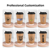Lebensmittelechtes Biologisch Abbaubares Kraftpapier 90mm Durchmesser Individuelles Logo Doppelwandige Starke Auslaufsichere Einweg-Pappbecher für Kaffee zum Mitnehmen