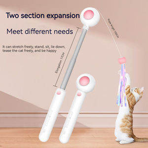 Shengfeng Retractable <b>Cat</b> Teaser Stick <b>Cat</b> Interactive Toy Feather Toy with Replaceable Head <b>Cat</b> Toy - Product Image 2
