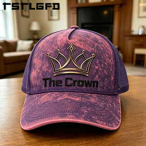 Gorra Trucker Estructurada de 5 Paneles con Logotipo Personalizado, Tie-Dye, Malla Lavada al Ácido, Corona Dorada 3D, Moda de Invierno, Para Exteriores, Venta al por Mayor - Product Image 3