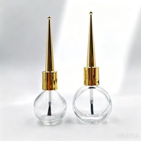 Botol Kutek Kosong 15ml, Stok Tersedia, Bentuk Bulat, Tutup Emas, Kaca Transparan, Gaya Modern, Jiangsu, Amerika Utara