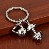 Porte-clés de sport et fitness en alliage de zinc, mini haltère et kettlebell, vente en gros d'usine, pour promotion de salle de sport, cadeau, ornement de sac