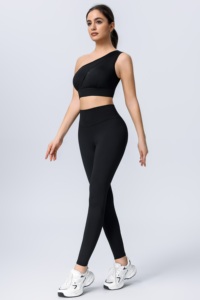 Completo Sportivo Monospalla Asimmetrico: Reggiseno e Leggings a Vita Alta, Design Senza Cuciture con Cut-Out, Tessuto Elasticizzato in Quattro Direzioni per Yoga - Product Image 5