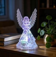 Lumière décorative créative de Noël, veilleuse ange avec LED et acrylique multicolore. Lampe transparente.