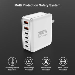 Adaptateur secteur USB-C GaN 200W 6 Ports PD 3.0 Type C Chargeur 100W Adaptateur de voyage à charge rapide pour ordinateurs portables MacBook <span class=keywords><strong>Xiaomi</strong></span> Tablette - Product Image 6