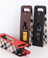 Caja de Regalo de Vino de Lujo con Asa Personalizada, Ventana Abierta, Cuero PU, Materiales Reciclados, Grabado en Relieve, Supermercado