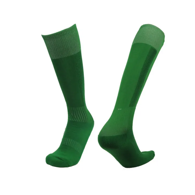BY-4094 mens solid plain socks green ruby football soccer socks