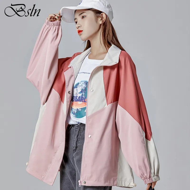 BSLN men's wind breaker jacket custom logo fashion coats girls windproof patchwork color unisex sport clothes