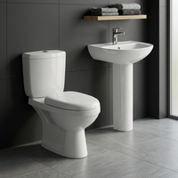 Ensemble de salle de bain Vistaar Ceramics, toilettes deux pièces Aqua Pan avec lavabo sur pied, sanitaire
