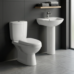 Vistaar Ceramics Two Piece Toilet Aqua Pan with Hand Wash Pedestal Basin Sink Sanitary Ware Bathroom Combo - Product Image 6