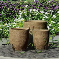 Pot Bunga Multi-warna Terlaris untuk Taman Luar Ruangan, Pot Tanam dari Fiber Clay dengan Lapisan Glaze dan Lubang Drainase