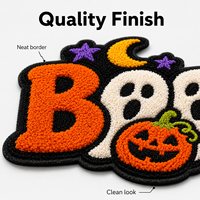 Patch thermocollant personnalisé en feutre non tissé brodé chenille, motif Halloween (Fantôme, Citrouille) pour chapeaux, sacs à dos, cadeaux saisonniers, vente en gros