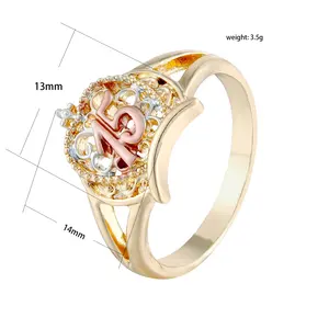 Elfic Religious Virgin Fashion Crown 3 Color Ring 15 Year Old Adult Gift CHRISTIAN Trendy Engagement Rings For Women Zircon