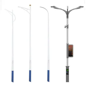 Street Light Poles 4m 5m 6m 7m 8m 9m 10m 12m Double Single Arm Price Galvanized Steel Solar Post Lamp Pole