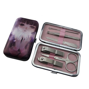 VW-MS-494 7 cái 1-in-1 du lịch & chải chuốt chăm sóc móng tay Kit cá nhân màu hồng trường hợp làm móng tay móng chân thiết lập với hoa thiết kế hộp đóng gói - Product Image 6