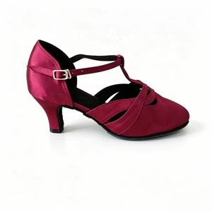 Chaussures de danse pour femmes à talon bas en satin violet, fabriquées à la main, semelle extérieure en daim, marque Evkoodance, neuves, bout fermé, salsa, danse de salon, <span class=keywords><strong>latin</strong></span> - Product Image 2
