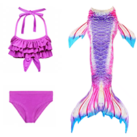 Ensemble de 3 pièces pour enfants : Robe de bain sirène, bikini de plage et queue de sirène élégante