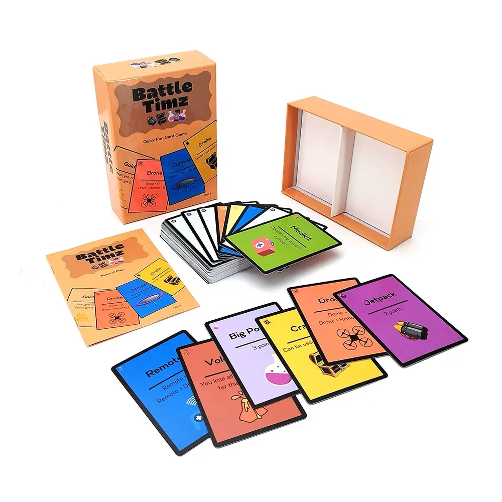 Juego de naipes en español con impresión de diseño colorido OEM, cartas de juego de dibujos animados de póquer de plástico