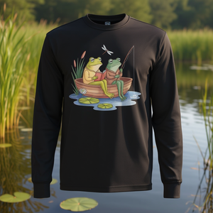 Book Frog Toad Fishing T-shirt à manches longues pour adulte, unisexe, col rond - Product Image 3