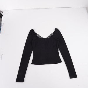 Haut polyvalent à manches longues, coupe ajustée, sexy, dos ouvert, avec dentelle, patchwork et découpes à volants, style boîte de nuit, pour un look séduisant et tendance - Product Image 6